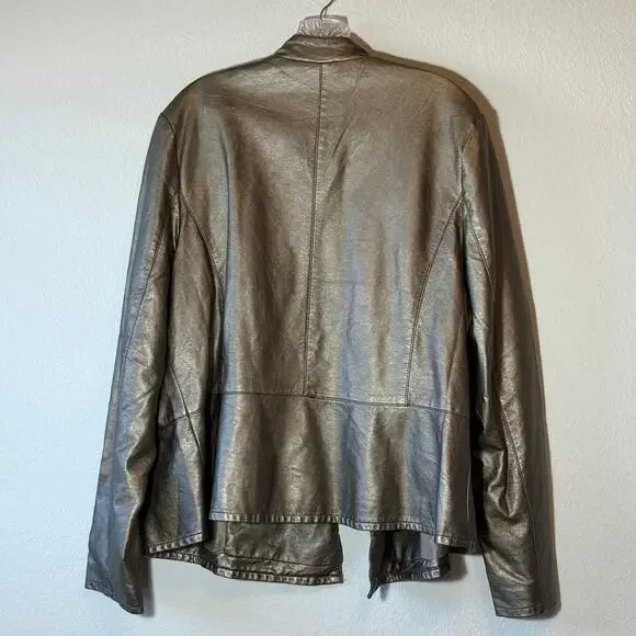 GOOD Lane Bryant Metallic Vegan Lesther Moto Jacket Women’s size 18/20 - Picture 7 of 8